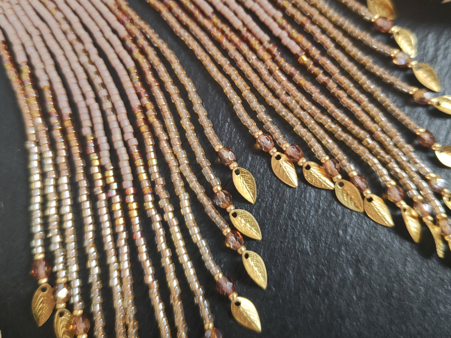 Fringe earrings "Faunus" with tribal-inspired design - muted purple