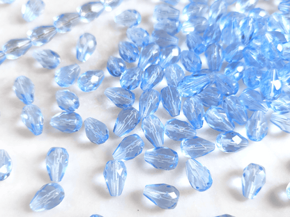 Glasschliff-Tropfen 10x7mm - Eisblau