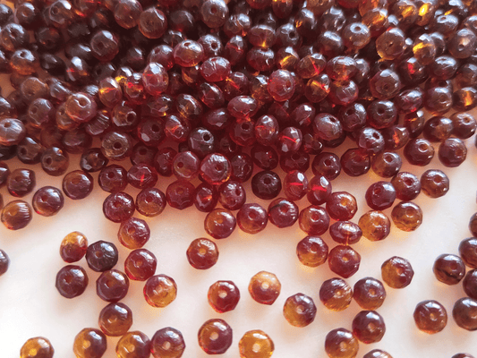 Faceted rondelle beads 3x5mm - orange & red