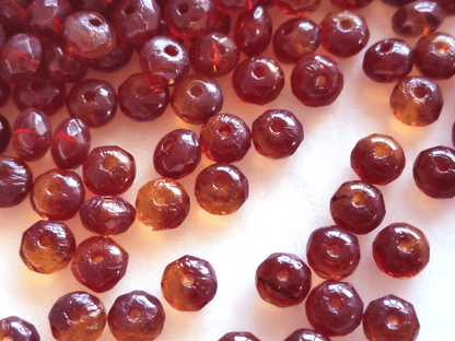 Faceted rondelle beads 3x5mm - orange & red