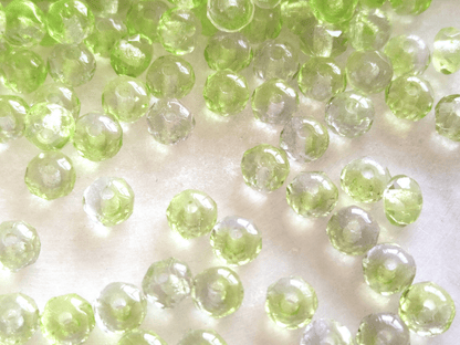 Faceted rondelle beads 3x5mm - light green & colorless