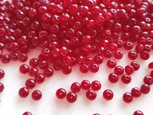 Faceted rondelle beads 3x5mm - blood red