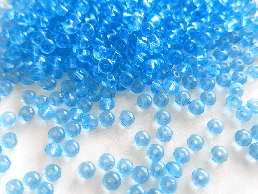 Faceted rondelle beads 3x5mm - light Caribbean blue