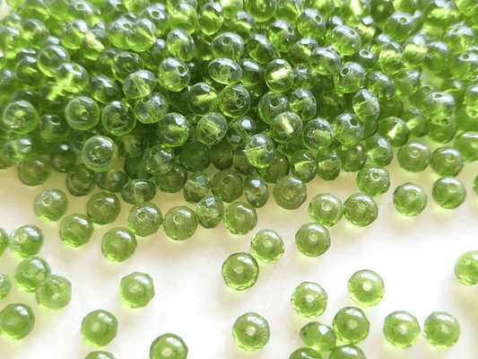 Faceted rondelle beads 3x5mm - medium green