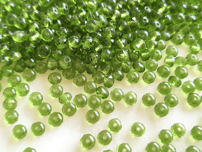 Faceted rondelle beads 3x5mm - warm green