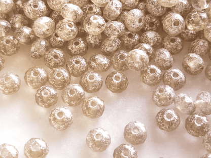 Faceted rondelle beads 3x5mm - cream & silver