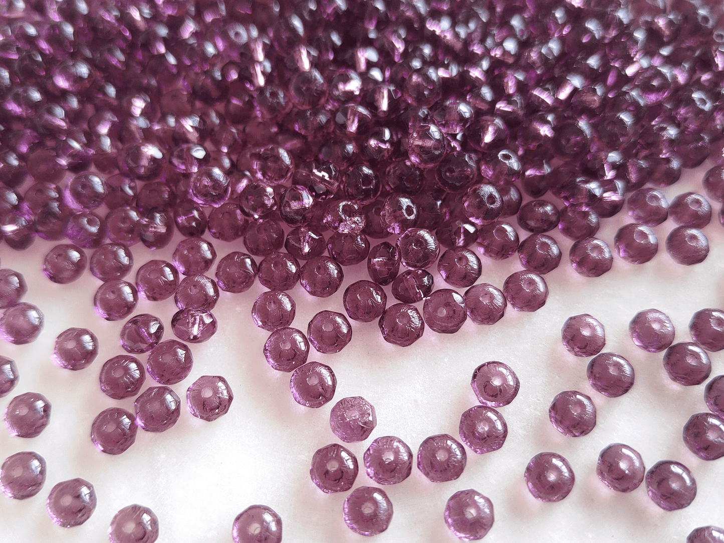 Faceted rondelle beads 3x5mm - dark dusty purple