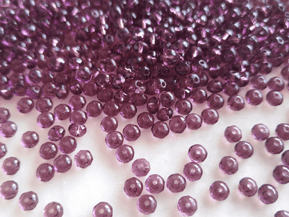 Faceted rondelle beads 3x5mm - dark dusty purple