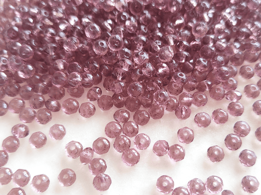Faceted rondelle beads 3x5mm - dusty purple