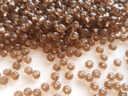 Faceted rondelle beads 3x5mm - dusty brown