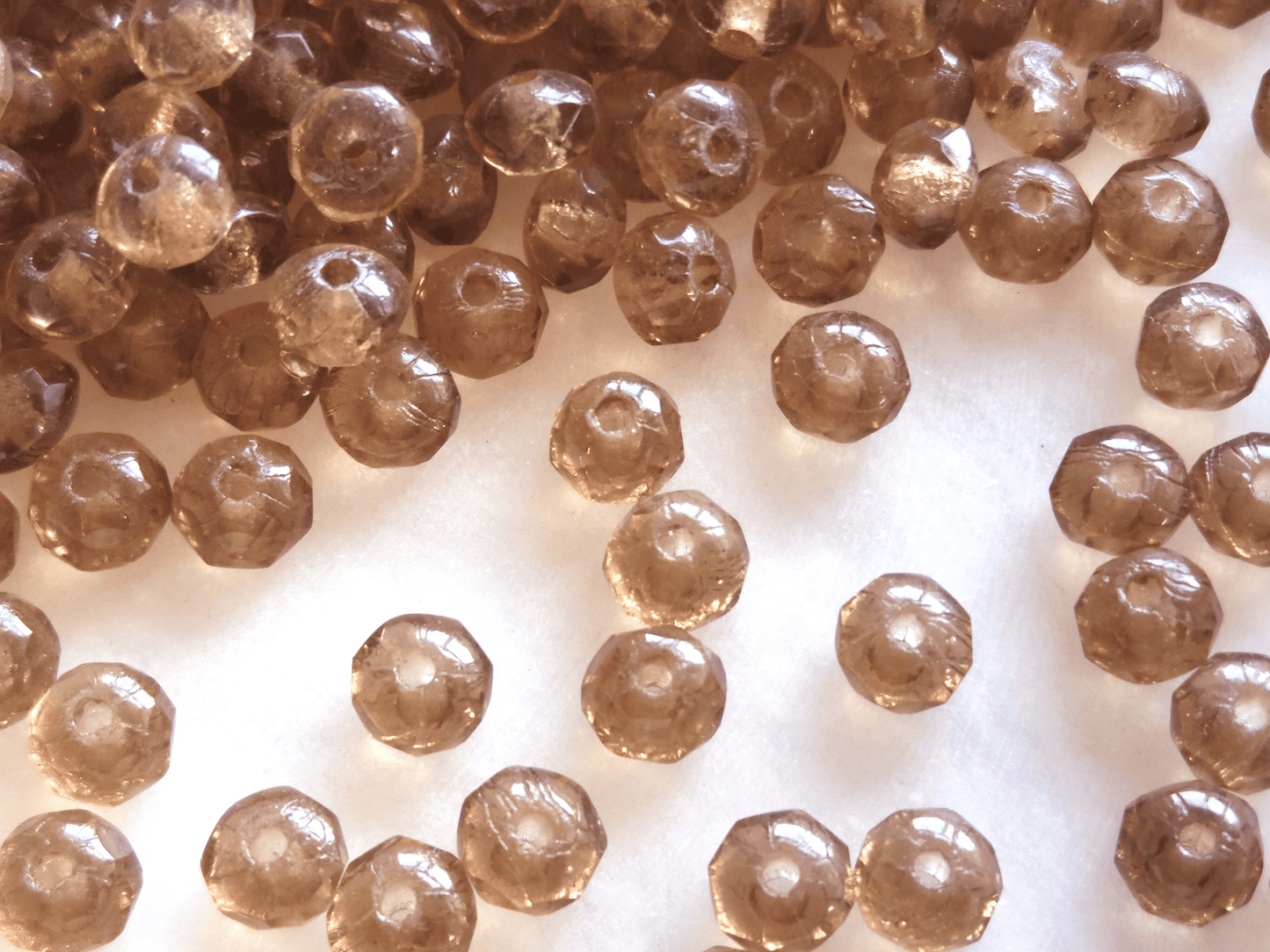 Faceted rondelle beads 3x5mm - dusty brown