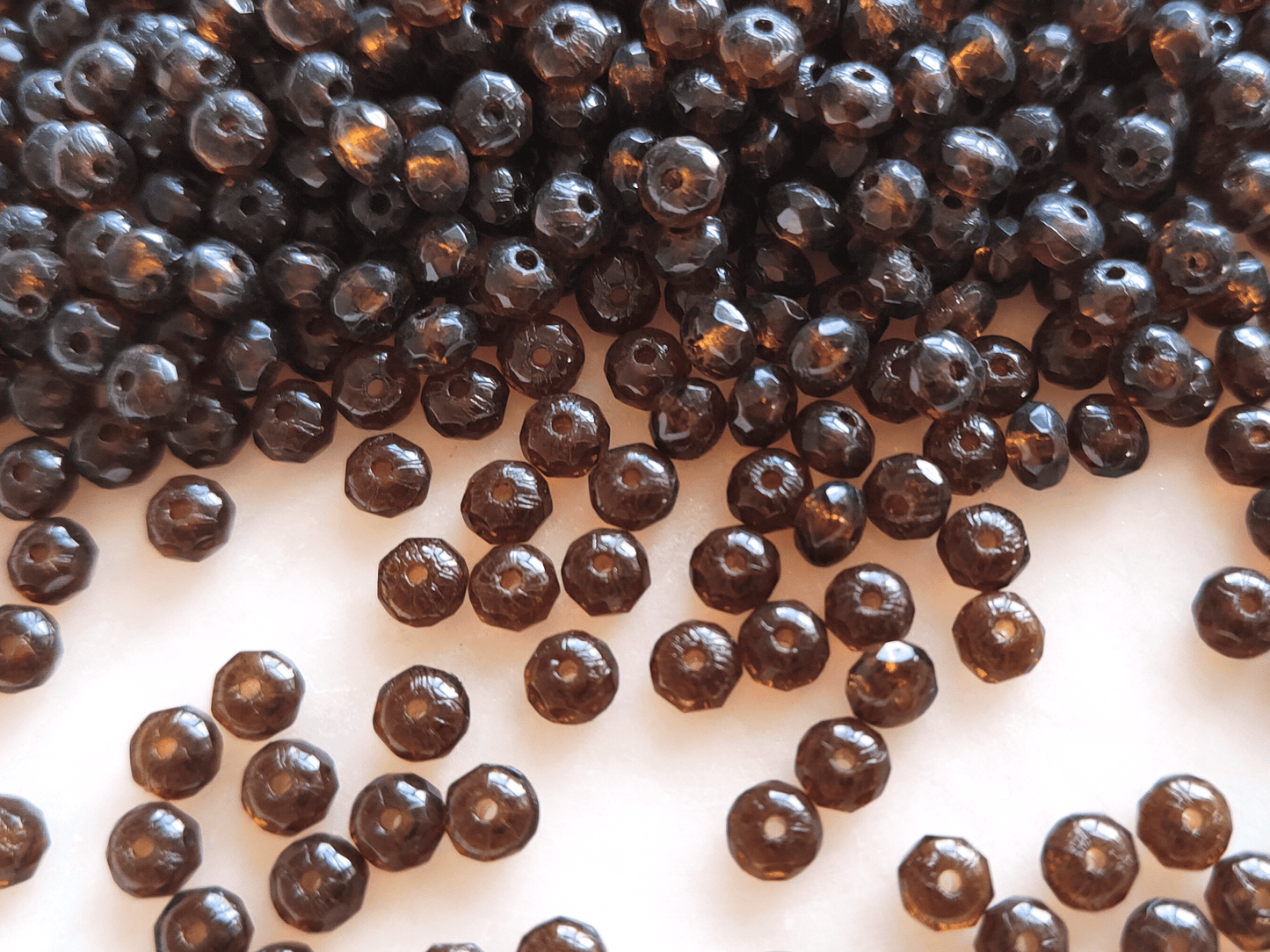 Faceted rondelle beads 3x5mm - dark brown