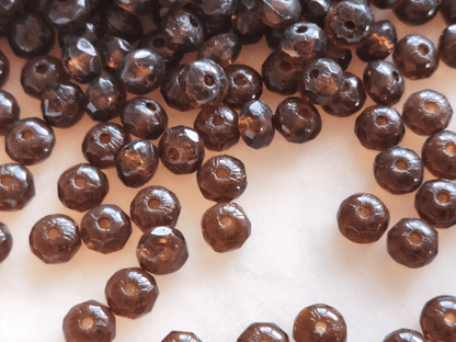 Faceted rondelle beads 3x5mm - dark brown