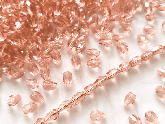 Fire-polished drop beads 7x5mm - salmon