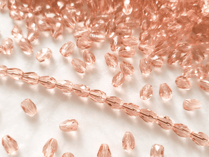 Fire-polished drop beads 7x5mm - salmon
