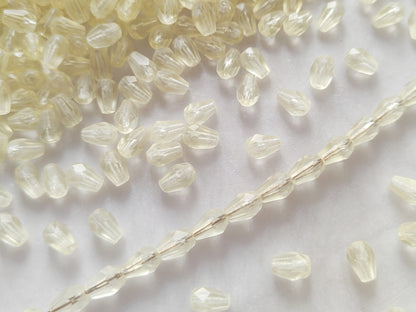 Fire-polished drop beads 7x5mm - pastel yellow