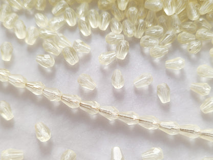 Fire-polished drop beads 7x5mm - pastel yellow