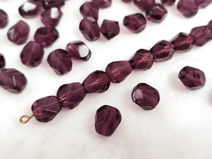 Faceted nugget beads 10x9mm - dusty purple