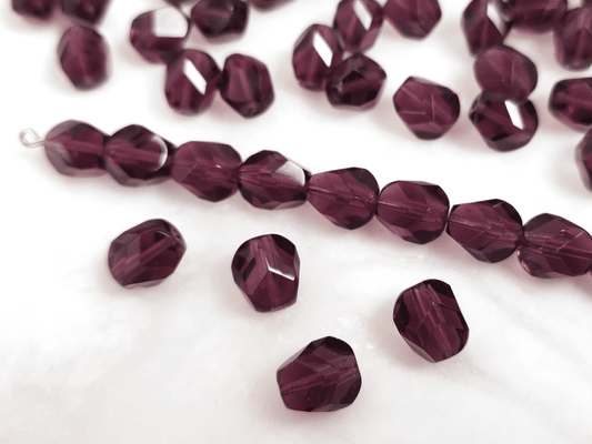 Faceted nugget beads 10x9mm - dusty purple