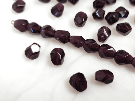 Faceted nugget beads 10x9mm - dark purple