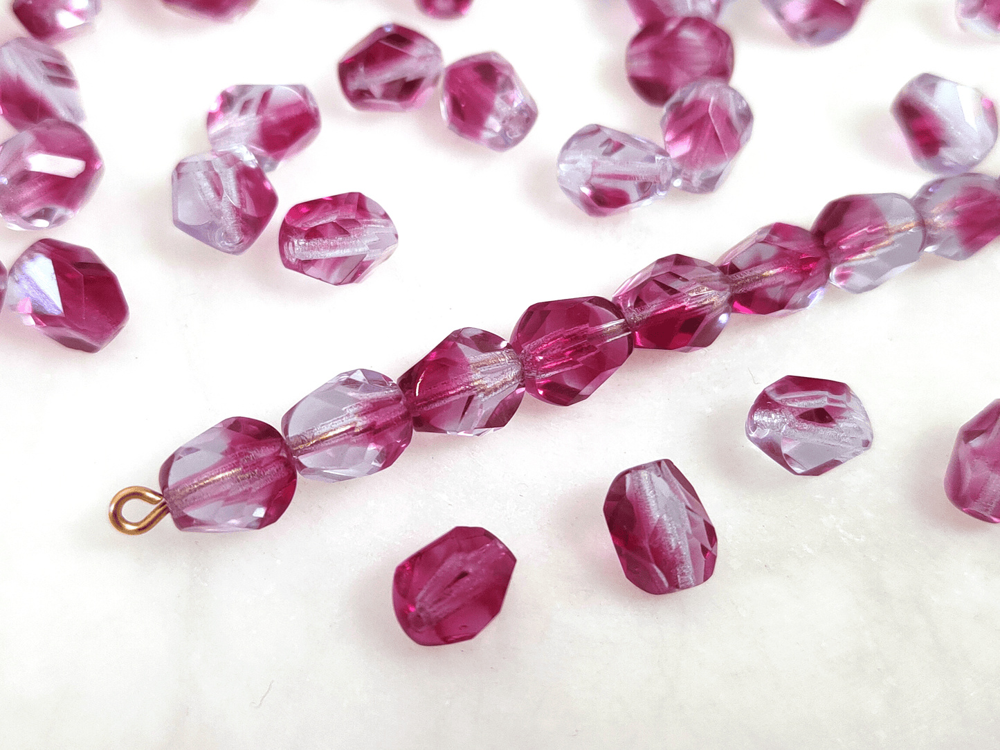Facettierte Nuggets 8x6mm - ombre Pink