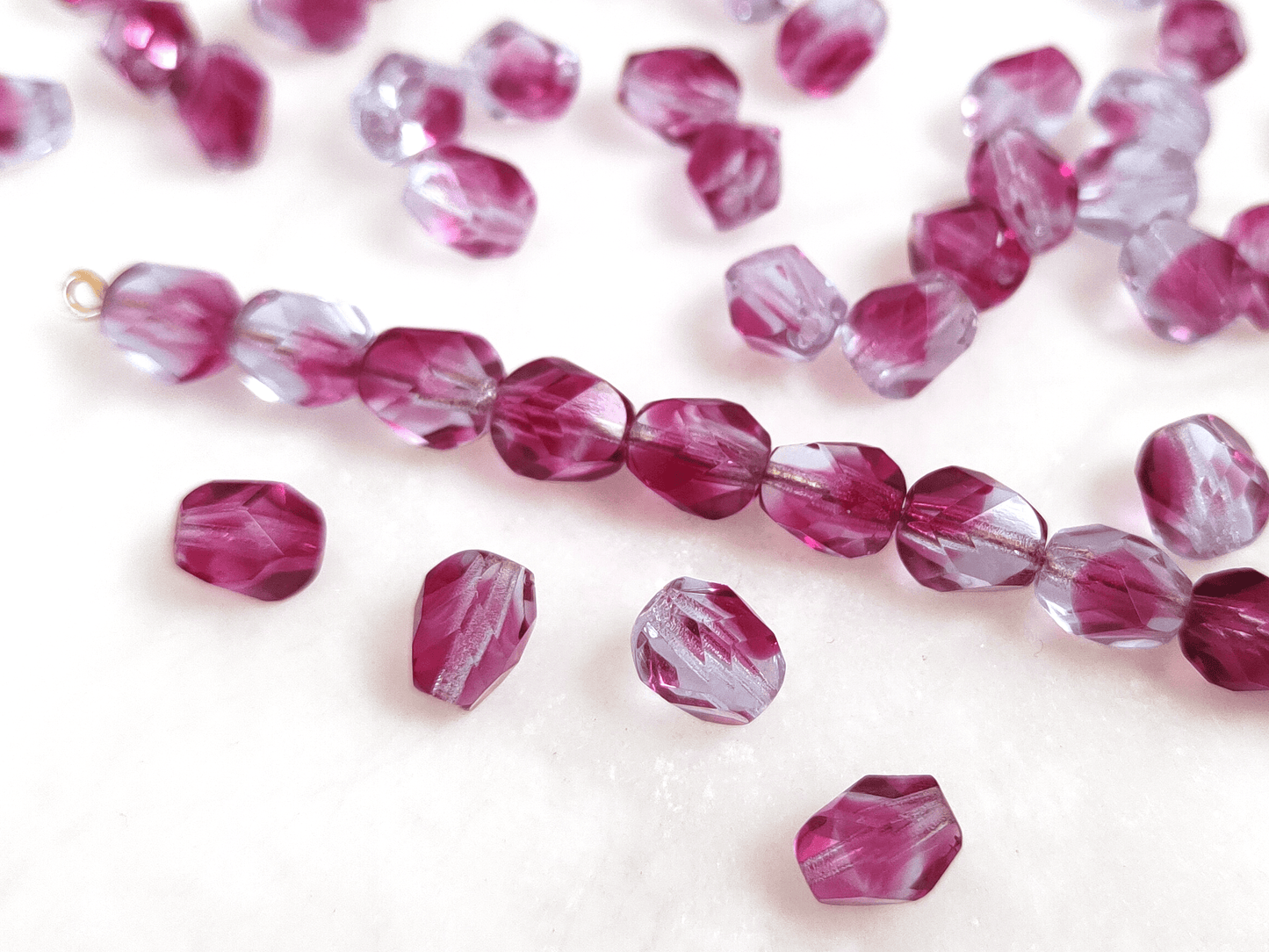 Facettierte Nuggets 8x6mm - ombre Pink