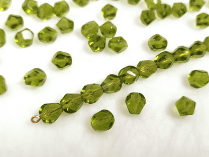 Faceted nugget beads 8x6mm - warm green
