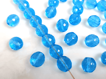 12mm Glasschliffperlen - Karibikblau