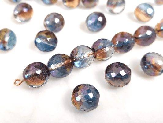 12mm fire-polished beads - dark rainbow