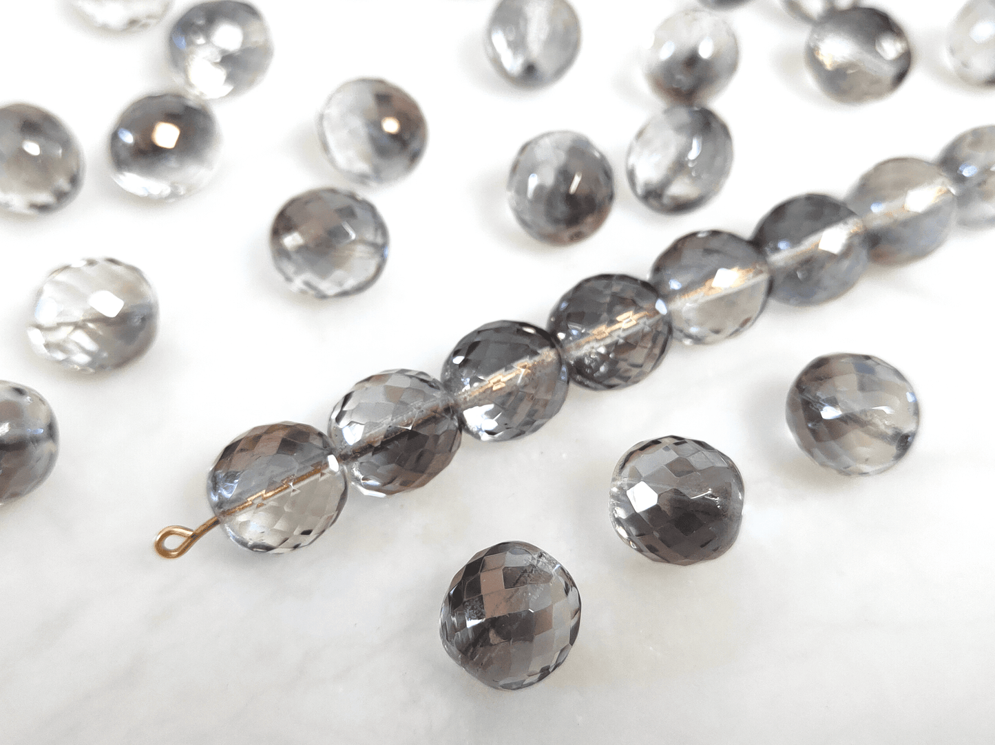 12mm Glasschliffperlen - Anthrazit