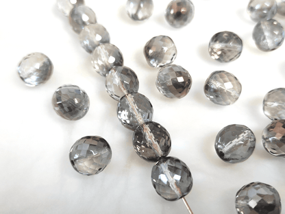 12mm Glasschliffperlen - Anthrazit
