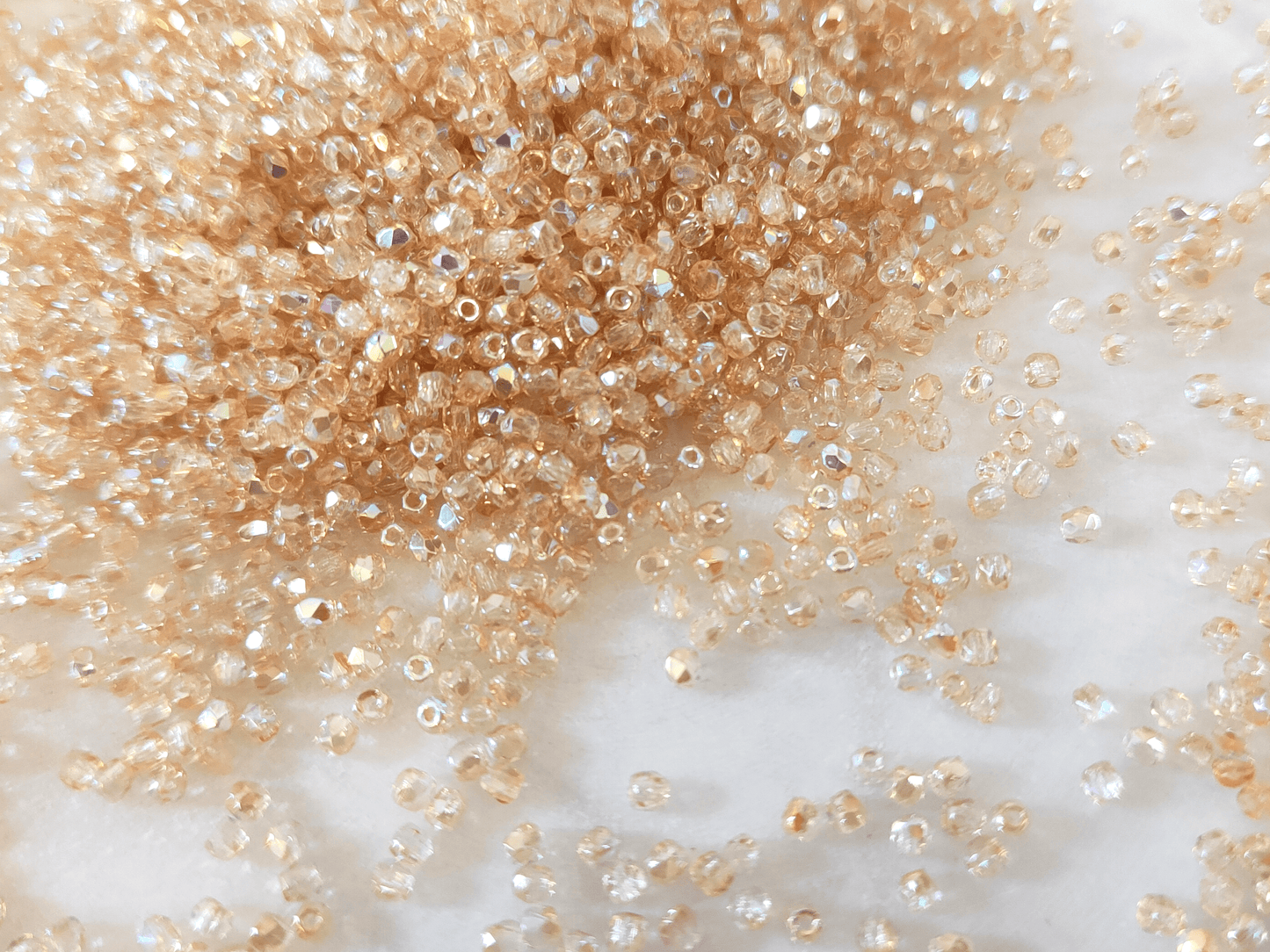 2mm fire-polished beads - beige half AB