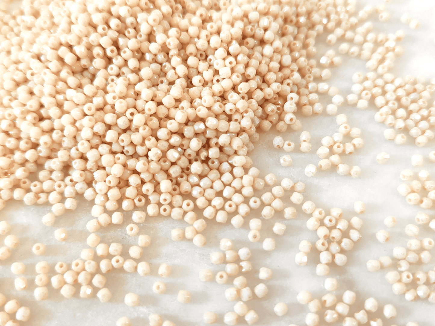 2mm fire-polished beads - opaque beige