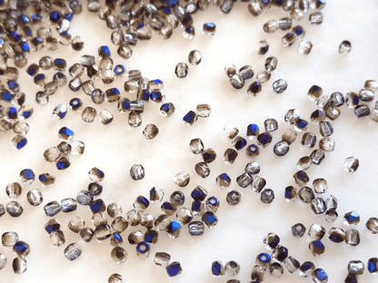 2mm fire-polished beads - anthracite & dark blue