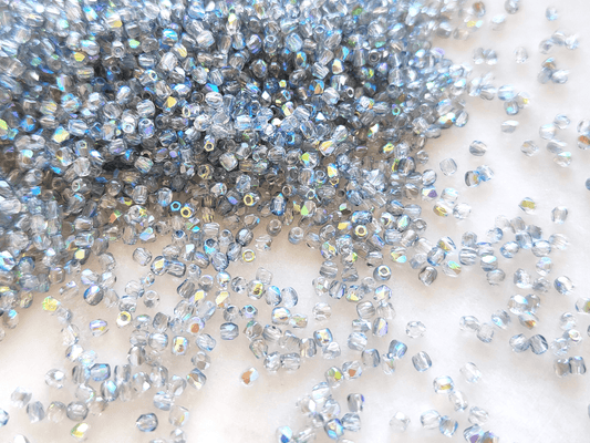2mm fire-polished beads - powder blue half AB