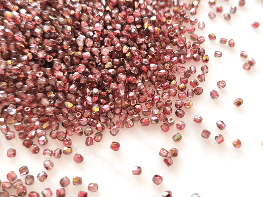 2mm fire-polished beads - dark red & brown
