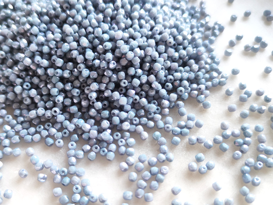 2mm fire-polished beads - opaque dusty blue