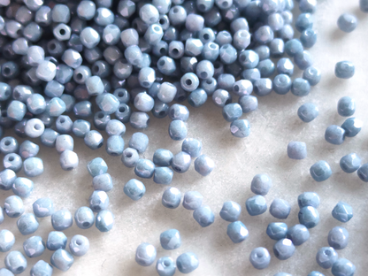 2mm fire-polished beads - opaque dusty blue