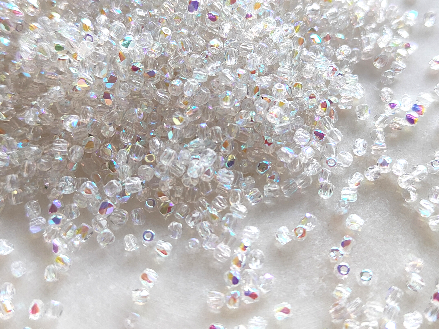 2mm fire-polished beads - colorless & pastel iridescent
