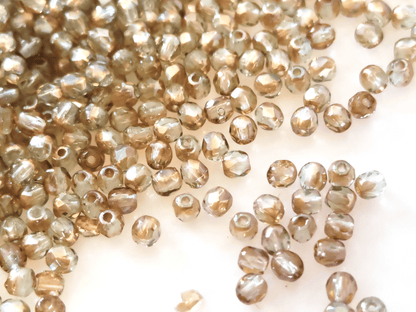 3mm Glasschliffperlen - Farblos & Braun
