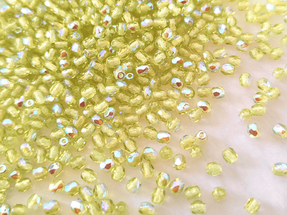 3mm Glasschliffperlen - Hellgrün AB