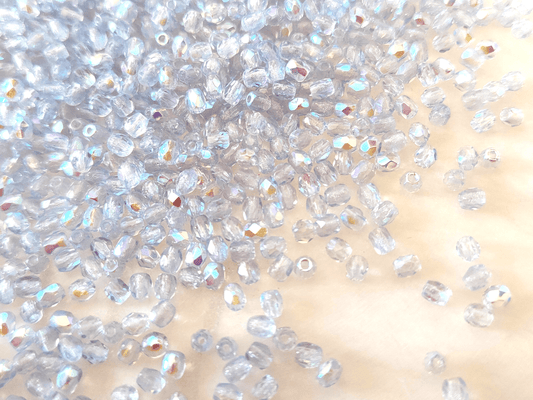 3mm fire-polished beads - ice blue AB
