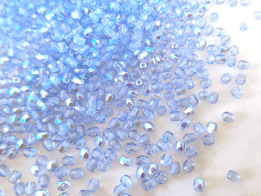 3mm fire-polished beads - cold blue AB