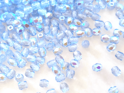 3mm fire-polished beads - cold blue AB