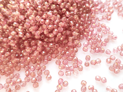 3mm fire-polished beads - warm purple