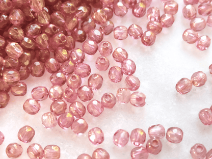 3mm fire-polished beads - warm purple