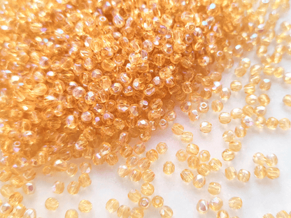 3mm fire-polished beads - salmon iris