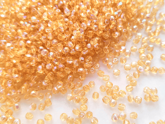 3mm fire-polished beads - salmon iris