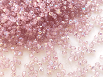 3mm fire-polished beads - lilac iris