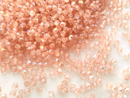 3mm fire-polished beads - salmon iris